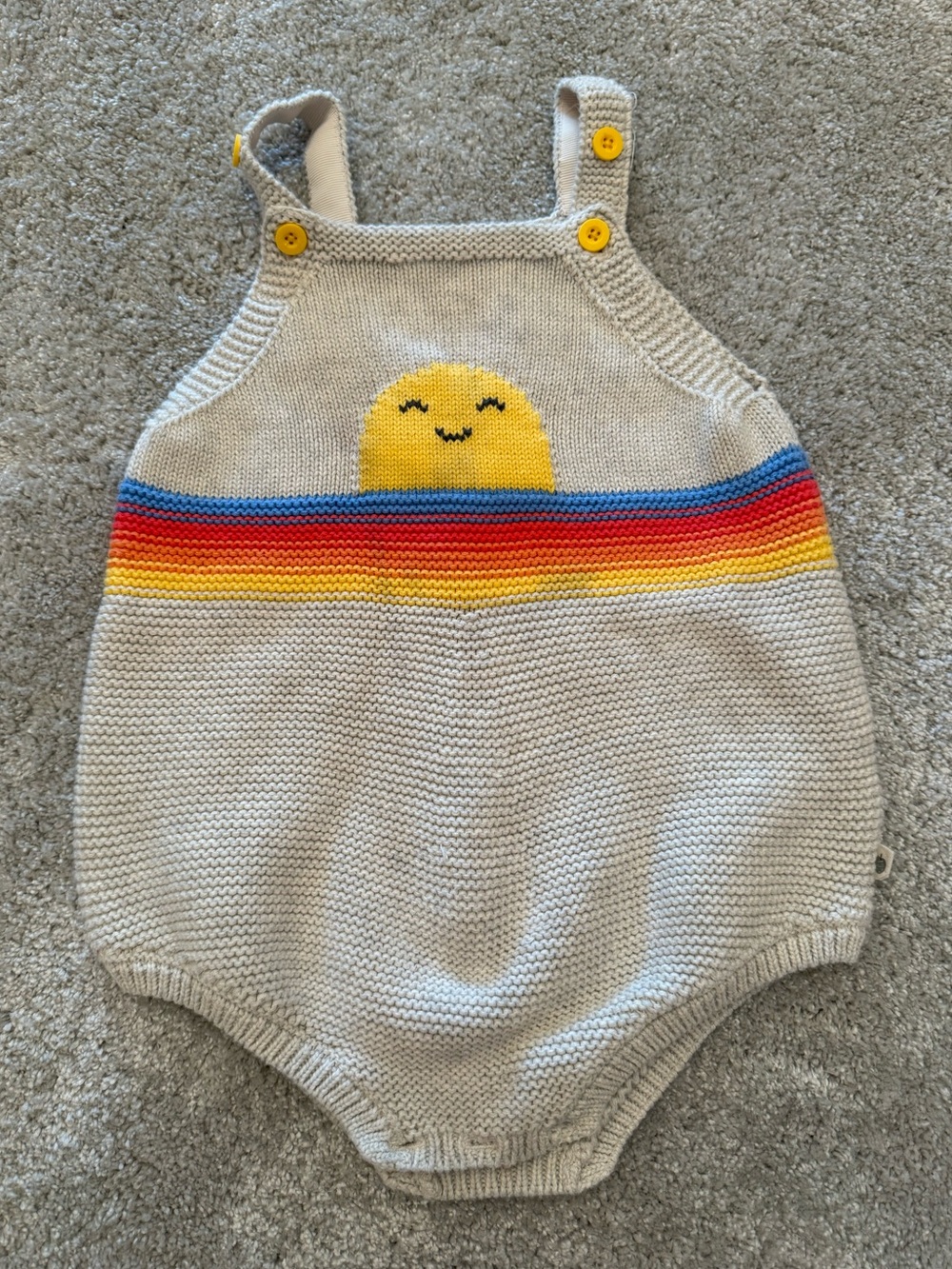 The Bonnie Mob Rainbow Sun Knit Romper Size 18-24M — Oatmeal